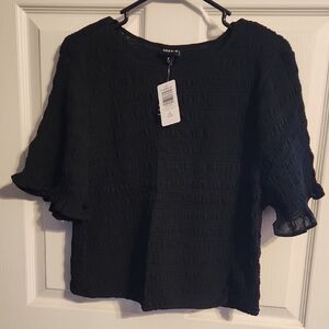 Torrid Black Ruffled Flutter Sleeve Blouse